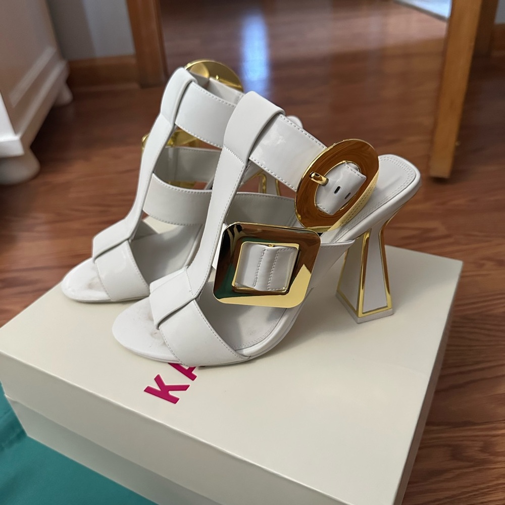 Elegant White and Gold Women's Heels